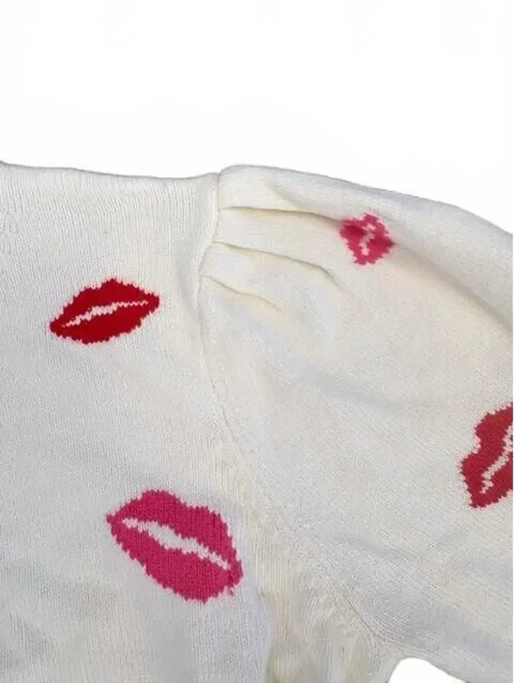 New Kate Spade Kiss Lips Ivory Sweater XL